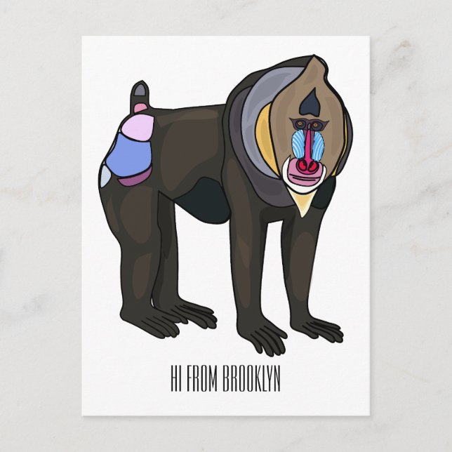 Abbildung des Mandrill Cartoon Postkarte (Vorderseite)