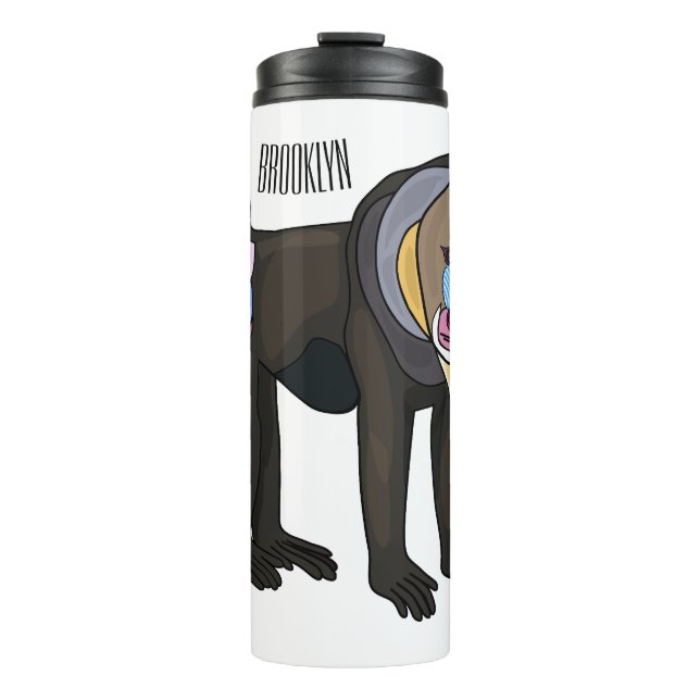 Abbildung des Mandrill Cartoon Thermosbecher (Vorderseite)