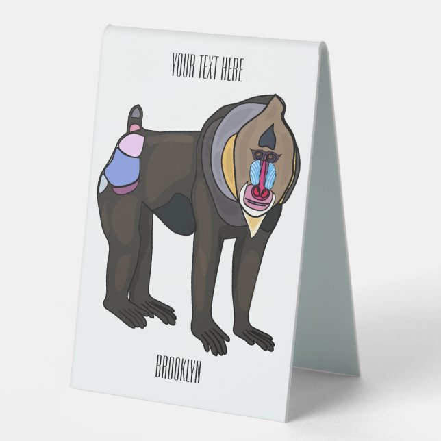Abbildung des Mandrill Cartoon Tischaufsteller (Vorderseite)