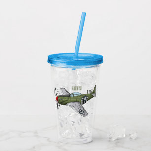 Abbildung des militärischen Flugzeug Cartoon Acryltrinkbecher