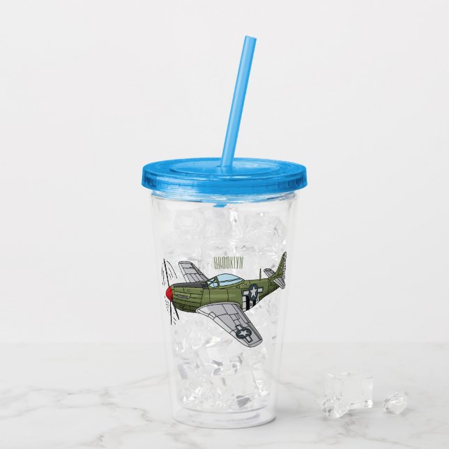 Abbildung des militärischen Flugzeug Cartoon Acryltrinkbecher (Rückseite Ice)