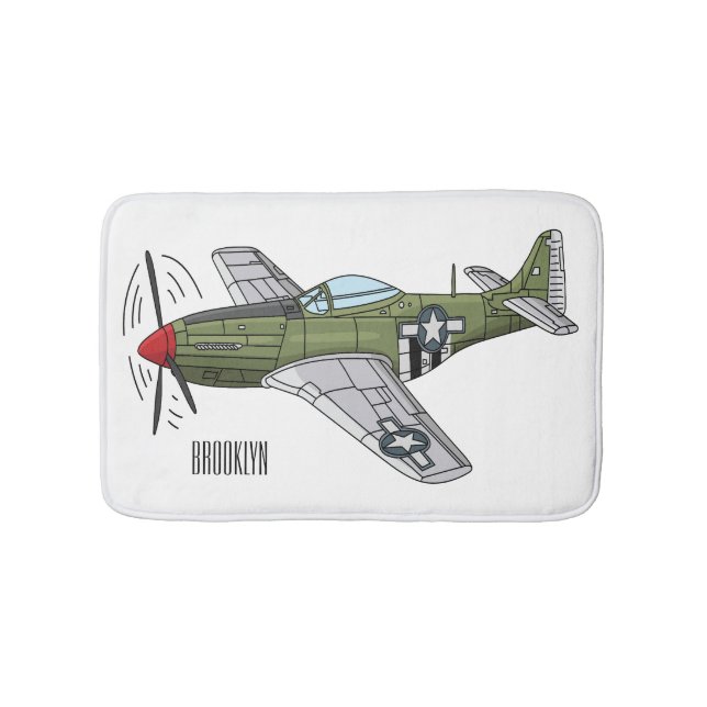 Abbildung des militärischen Flugzeug Cartoon Badematte (Vorderseite)