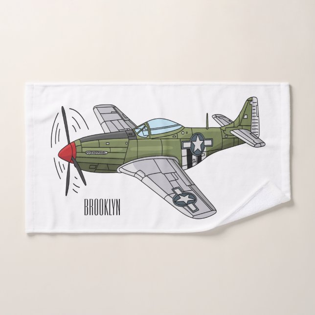 Abbildung des militärischen Flugzeug Cartoon Badhandtuch Set (Handtuch)