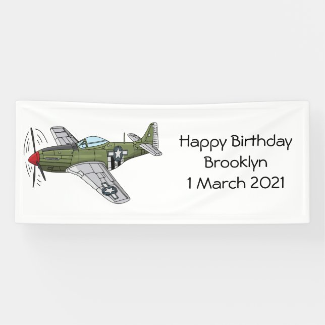 Abbildung des militärischen Flugzeug Cartoon Banner (Horizontal)