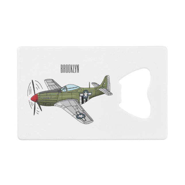 Abbildung des militärischen Flugzeug Cartoon Geldbeutel Flaschenöffner (Vorderseite (Horizontal))