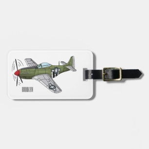 Abbildung des militärischen Flugzeug Cartoon Gepäckanhänger