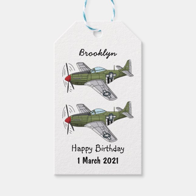 Abbildung des militärischen Flugzeug Cartoon Geschenkanhänger (Vorderseite)