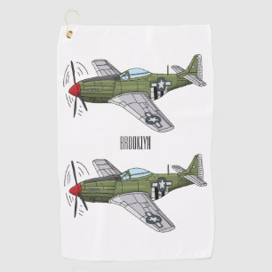 Abbildung des militärischen Flugzeug Cartoon Golfhandtuch