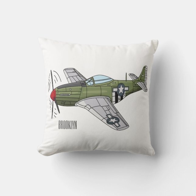 Abbildung des militärischen Flugzeug Cartoon Kissen (Vorderseite)