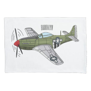 Abbildung des militärischen Flugzeug Cartoon Kissenbezug