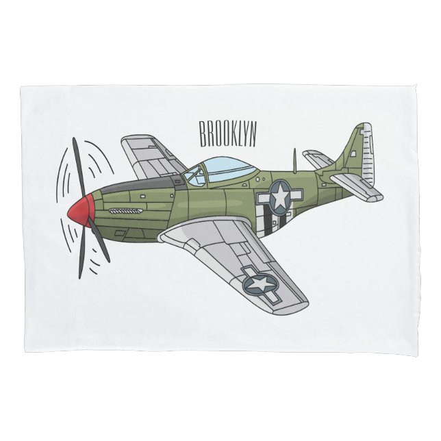 Abbildung des militärischen Flugzeug Cartoon Kissenbezug (Vorderseite)