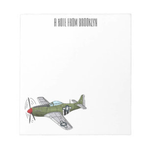 Abbildung des militärischen Flugzeug Cartoon Notizblock