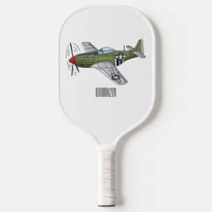 Abbildung des militärischen Flugzeug Cartoon Pickleball Schläger