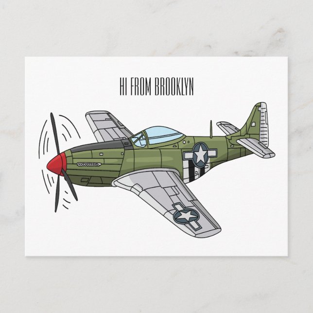 Abbildung des militärischen Flugzeug Cartoon Postkarte (Vorderseite)