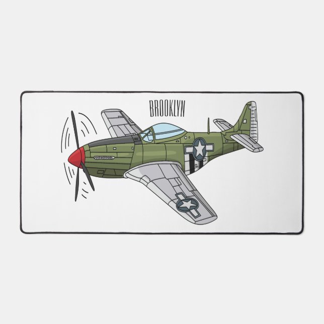 Abbildung des militärischen Flugzeug Cartoon Schreibtischunterlage (Vorderseite)