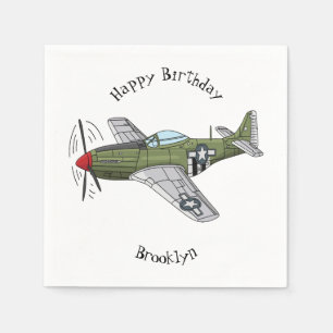 Abbildung des militärischen Flugzeug Cartoon Serviette