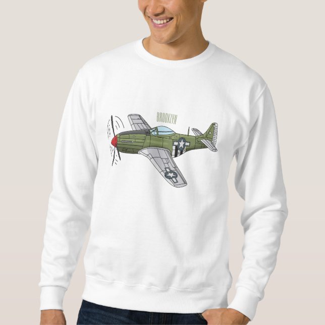 Abbildung des militärischen Flugzeug Cartoon Sweatshirt (Vorderseite)