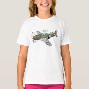 Abbildung des militärischen Flugzeug Cartoon T-Shirt