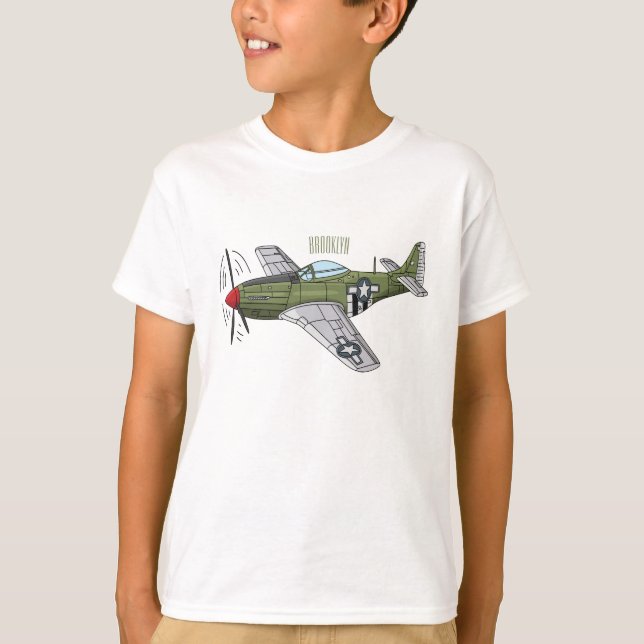 Abbildung des militärischen Flugzeug Cartoon T-Shirt (Vorderseite)