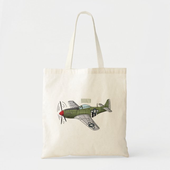 Abbildung des militärischen Flugzeug Cartoon Tragetasche (Vorne)