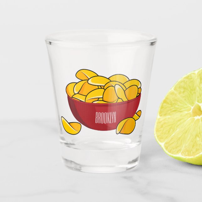 Abbildung des Potato-Chip-Cartoon Schnapsglas (Vorderseite)
