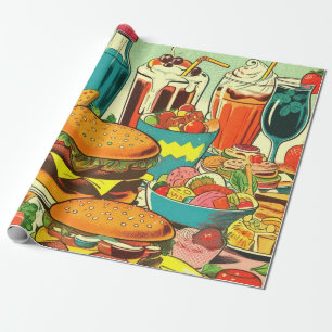 Abbildung des Retro Food Comic Geschenkpapier