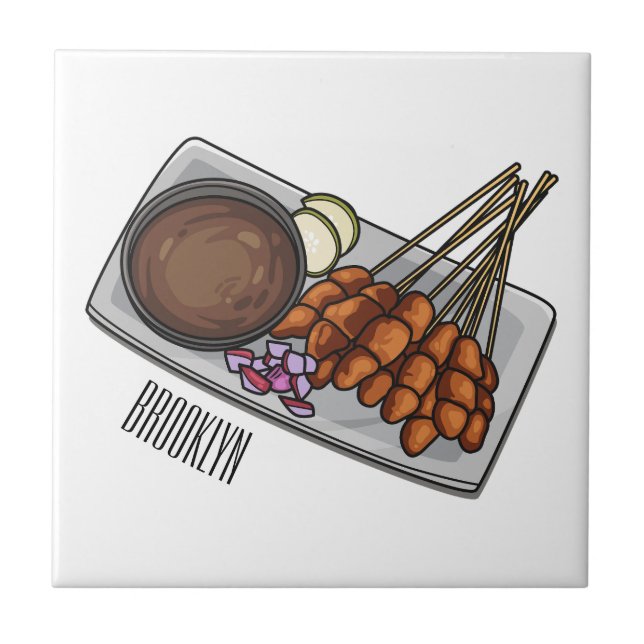 Abbildung des Satay-Cartoon Fliese (Vorderseite)