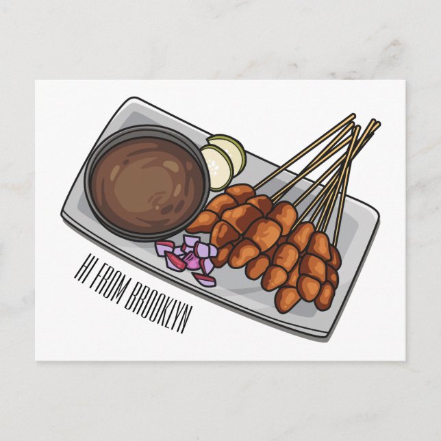 Abbildung des Satay-Cartoon Postkarte (Vorderseite)