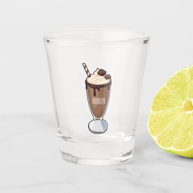 Abbildung des Schokoladenmilch-Cartoon Schnapsglas (Vorderseite)