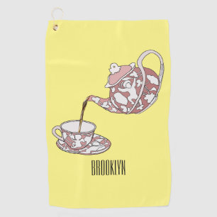 Abbildung des Teacup-Set-Cartoon Golfhandtuch