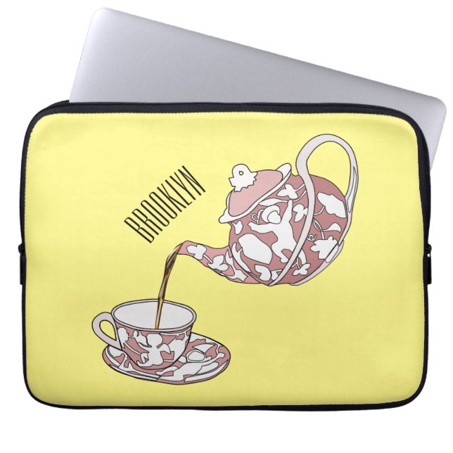 Abbildung des Teacup-Set-Cartoon Laptopschutzhülle (Vorderseite)