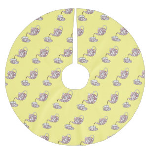 Abbildung des Teacup-Set-Cartoon Polyester Weihnachtsbaumdecke