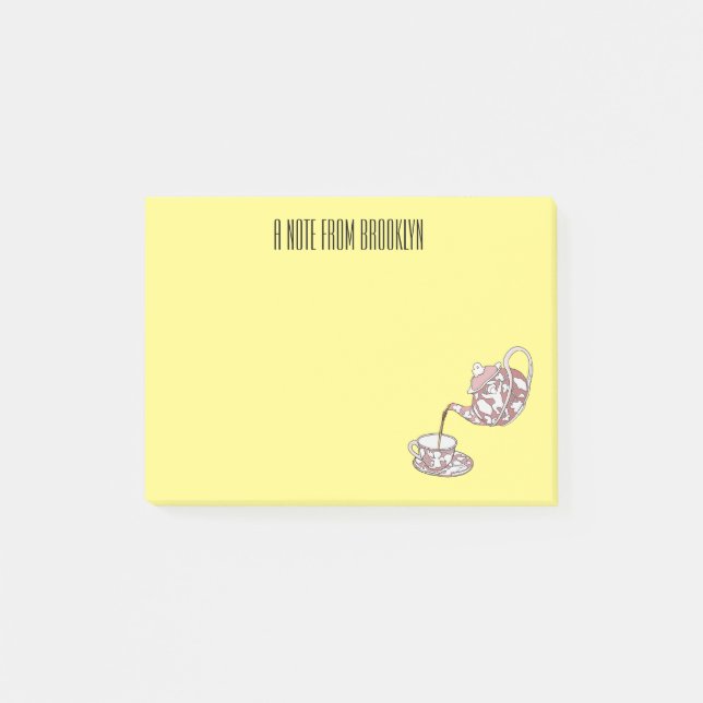 Abbildung des Teacup-Set-Cartoon Post-it Klebezettel (Vorderseite)
