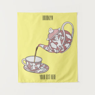 Abbildung des Teacup-Set-Cartoon Wandteppich
