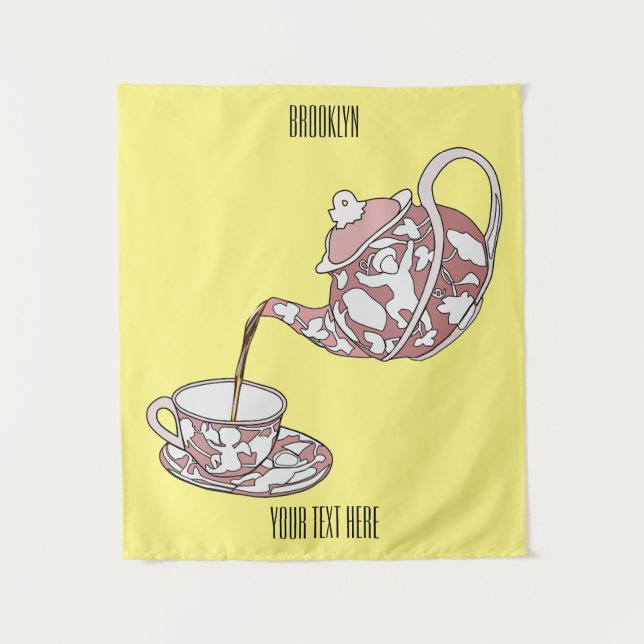 Abbildung des Teacup-Set-Cartoon Wandteppich (Vorderseite)