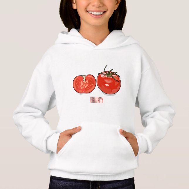 Abbildung des Tomaten-Cartoon Hoodie (Vorderseite)