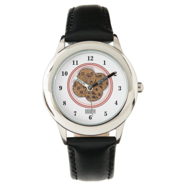 Abbildung eines Chocolate Chip Cookie Cartoon Armbanduhr (Vorderseite)