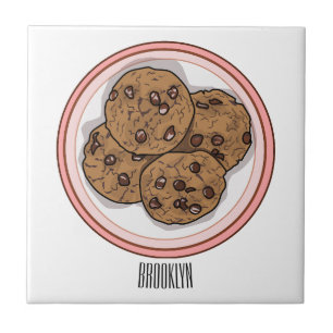 Abbildung eines Chocolate Chip Cookie Cartoon Fliese