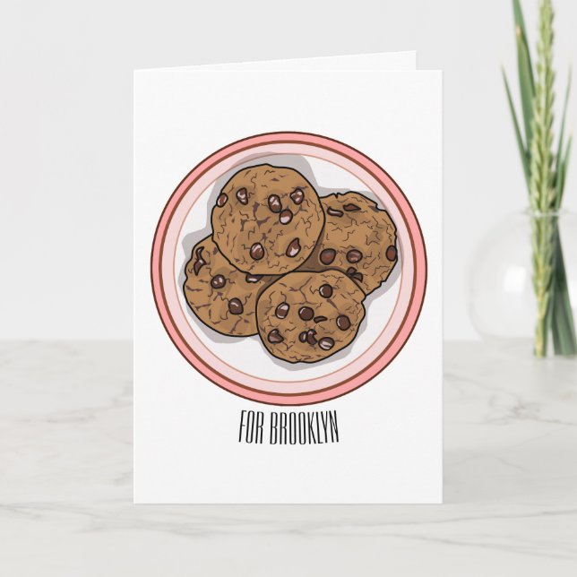 Abbildung eines Chocolate Chip Cookie Cartoon Karte (Vorderseite)