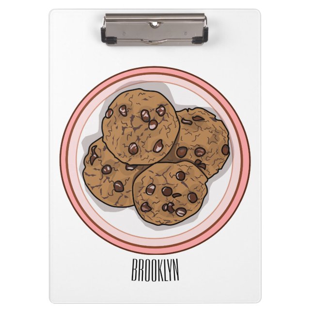 Abbildung eines Chocolate Chip Cookie Cartoon Klemmbrett (Vorderseite)