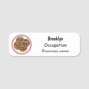 Abbildung eines Chocolate Chip Cookie Cartoon Namensschild