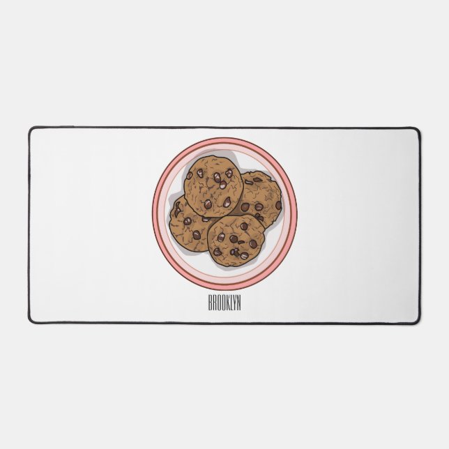 Abbildung eines Chocolate Chip Cookie Cartoon Schreibtischunterlage (Vorderseite)
