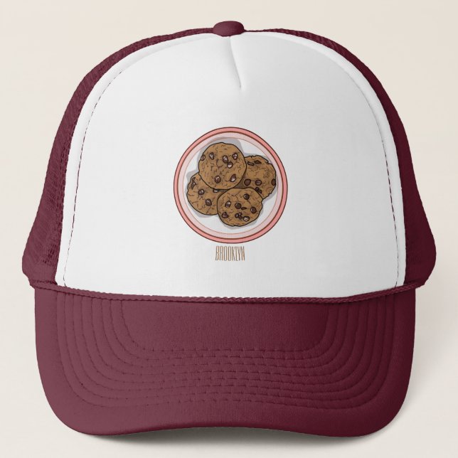 Abbildung eines Chocolate Chip Cookie Cartoon Truckerkappe (Vorderseite)