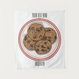 Abbildung eines Chocolate Chip Cookie Cartoon Wandteppich
