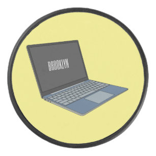Abbildung eines Laptop-Cartoon Eishockey Puck