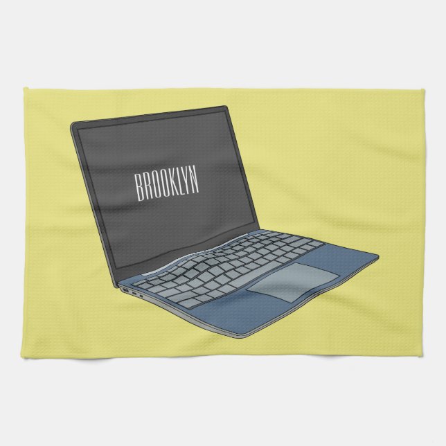 Abbildung eines Laptop-Cartoon Geschirrtuch (Horizontal)