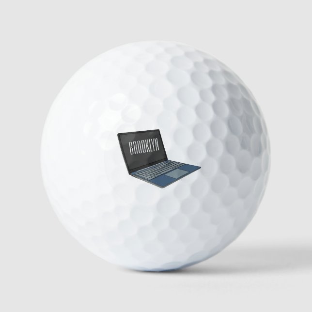 Abbildung eines Laptop-Cartoon Golfball (Vorderseite)