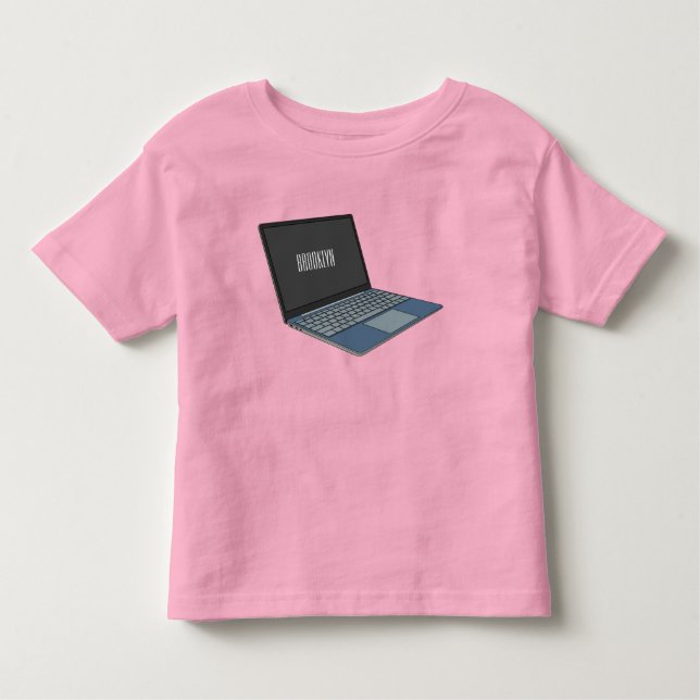 Abbildung eines Laptop-Cartoon Kleinkind T-shirt (Vorderseite)