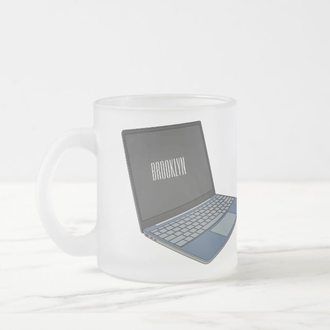 Abbildung eines Laptop-Cartoon Mattglastasse (Links)