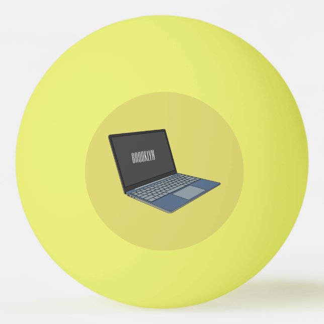 Abbildung eines Laptop-Cartoon Tischtennisball (Vorderseite)